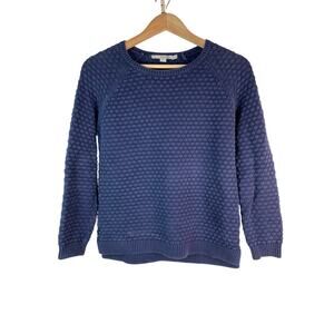 Boden Women's 2 Blue Textured Cotton Pullover Crew Neck Sweater